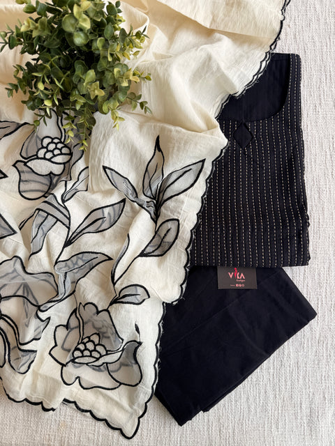 Kantha silk cotton suit set