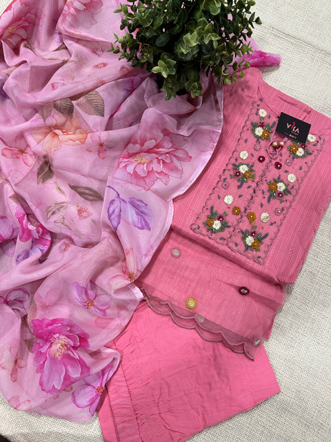 Readymade cotton salwar suit set - Candy Pink