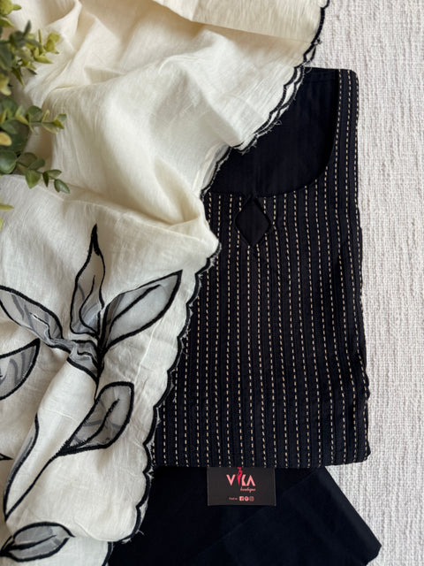 Kantha silk cotton suit set