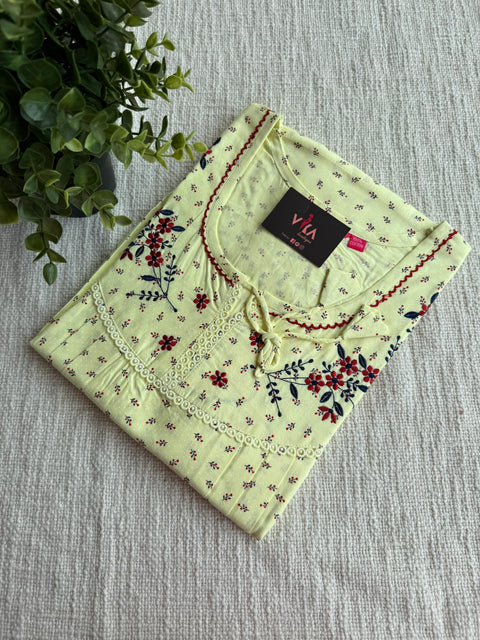 L size printed cotton nighty