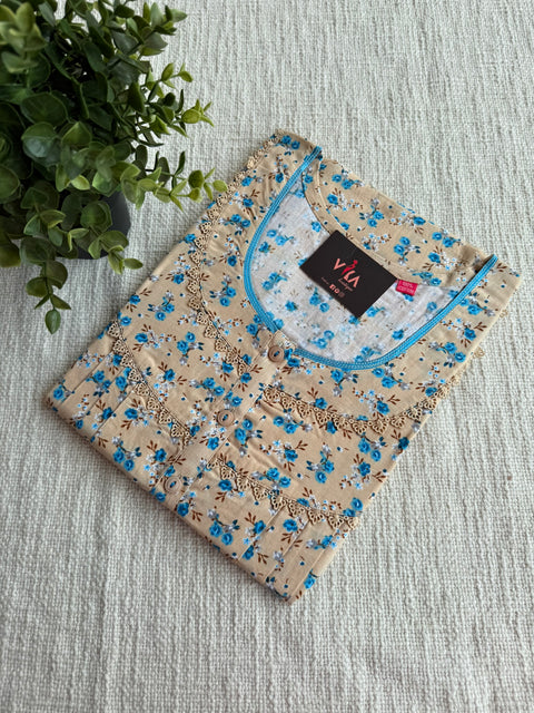 L size printed cotton nighty