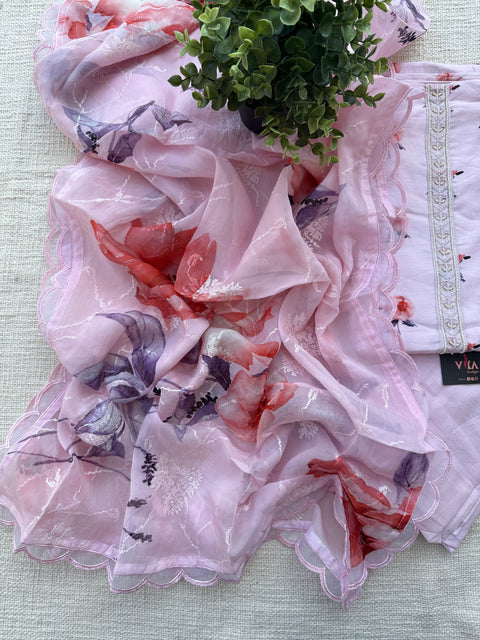 Floral printed linen cotton salwar material