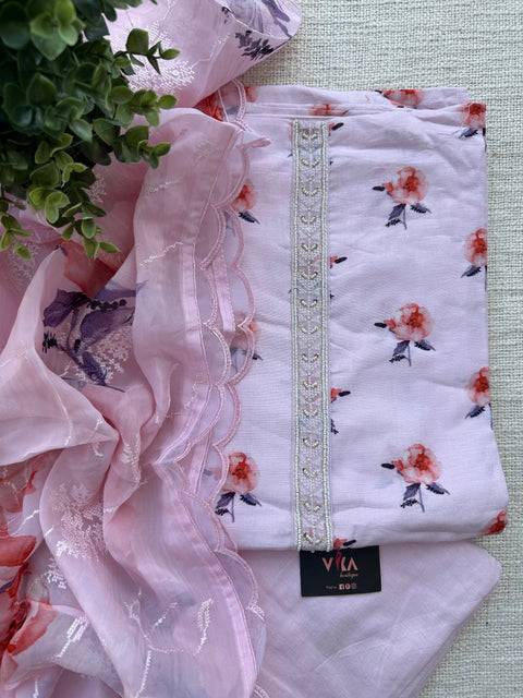 Floral printed linen cotton salwar material