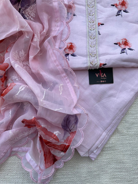 Floral printed linen cotton salwar material