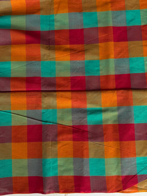 Black multicheck silk cotton saree