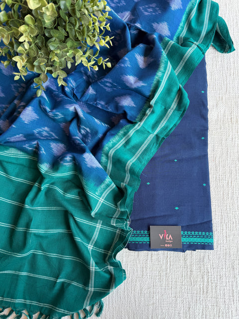 Cotton suit set with ikat dupatta