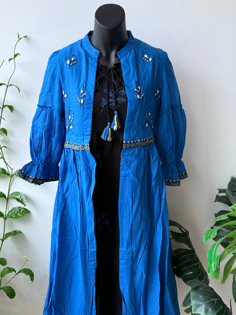 Black with blue shrug cotton layered gown