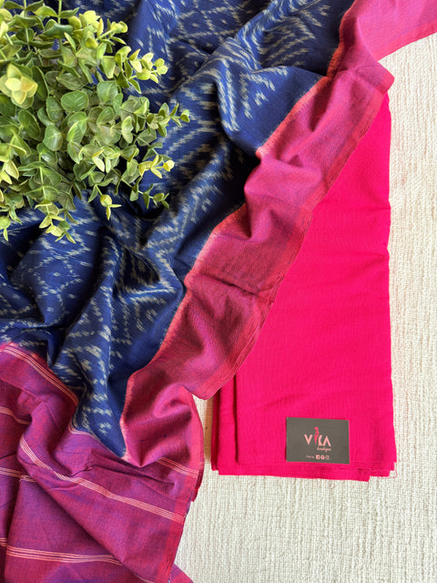 Cotton suit set with ikat dupatta