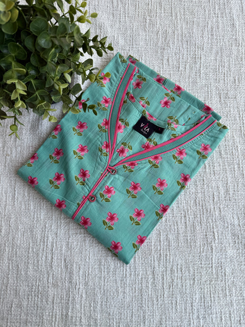 L size printed cotton Nighty