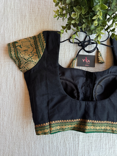 Thread weaving border chettinad cotton blouse