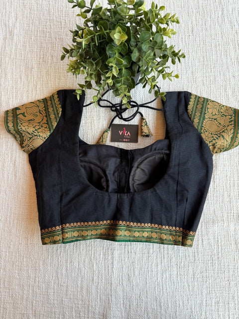 Thread weaving border chettinad cotton blouse