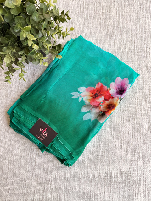Digital floral printed pure chiffon saree