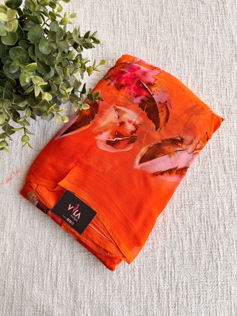 Digital floral printed pure chiffon saree