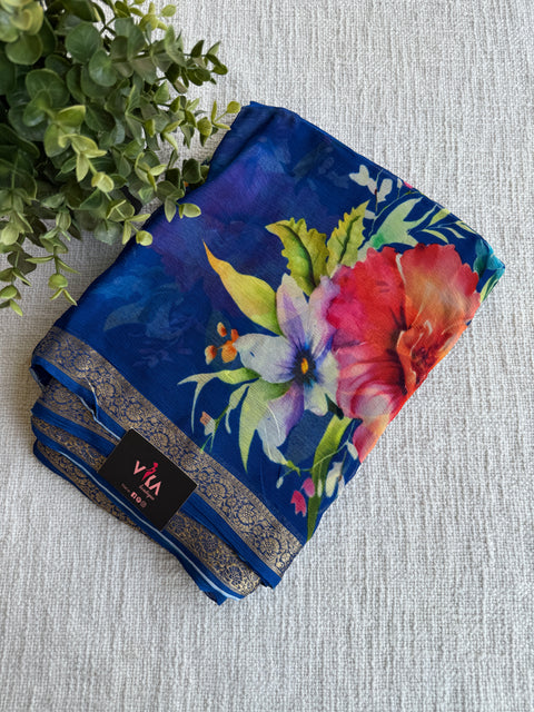 Zari border pure chiffon saree