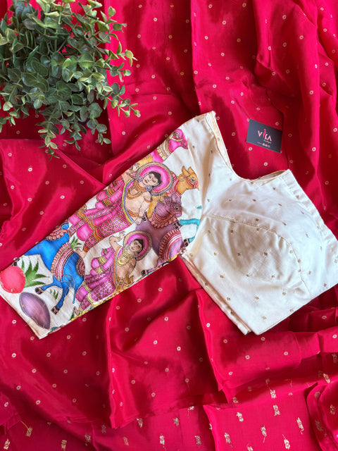 Pichwai work blouse and saree - Size 38