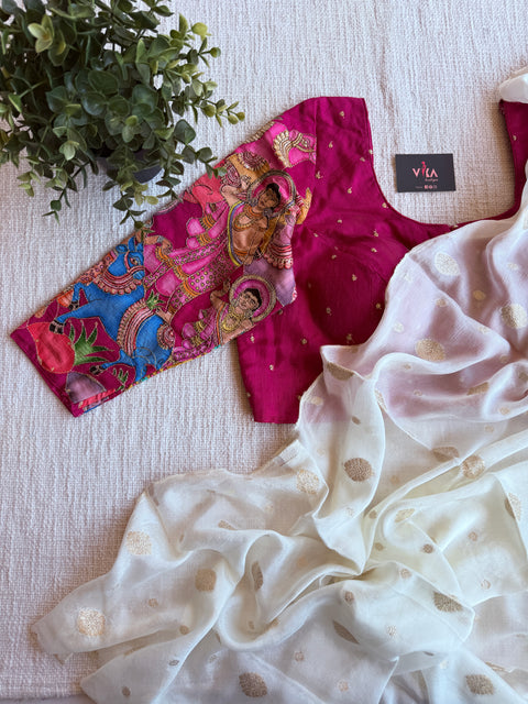 Pichwai work blouse and saree - Size 38