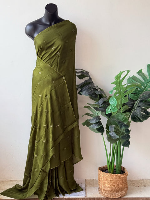 Seq work partywear jute saree with blouse