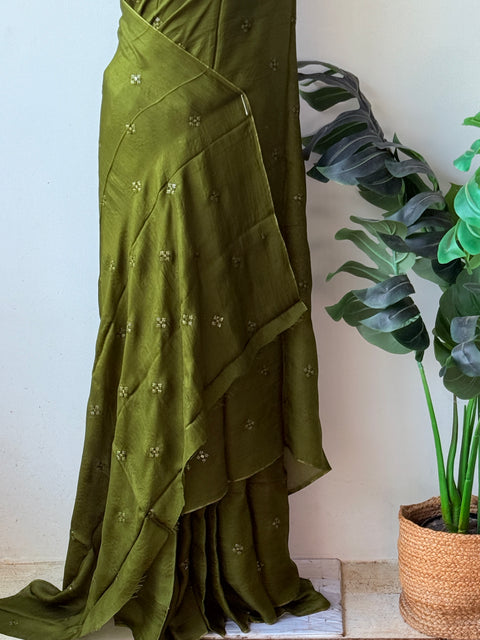 Seq work partywear jute saree with blouse