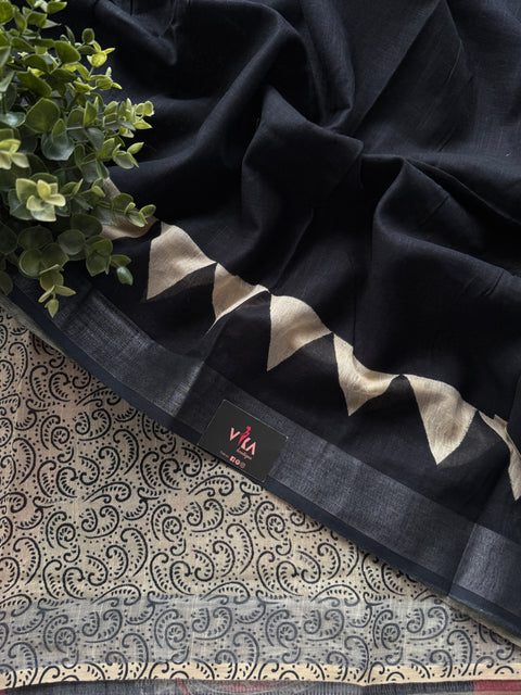 Printed linen cotton saree