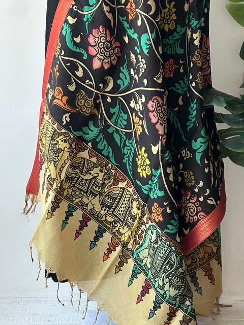 Pen kalamkari Bangalore silk dupatta