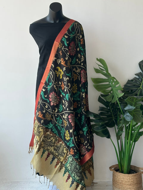Pen kalamkari Bangalore silk dupatta