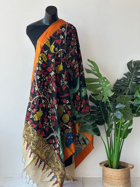 Pen kalamkari Bangalore silk dupatta