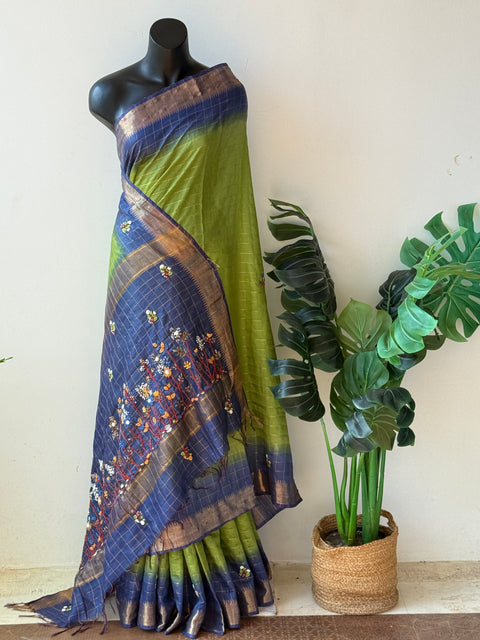 Bhag zari checked saree with blouse