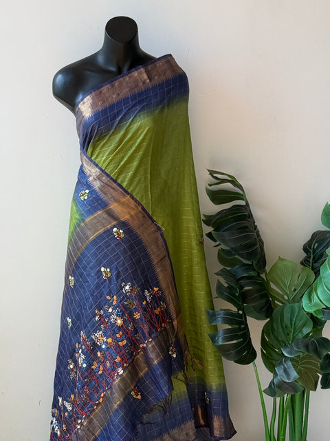 Bhag zari checked saree with blouse