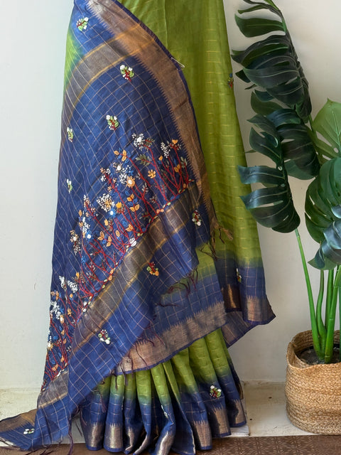 Bhag zari checked saree with blouse