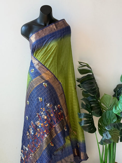 Bhag zari checked saree with blouse