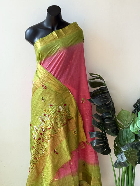 Bhag zari checked saree with blouse