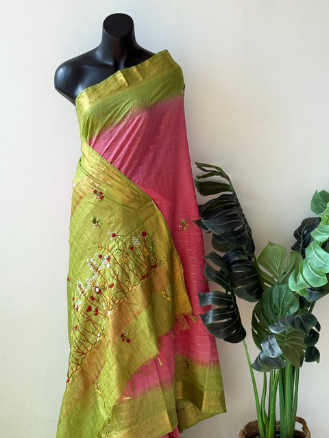 Bhag zari checked saree with blouse