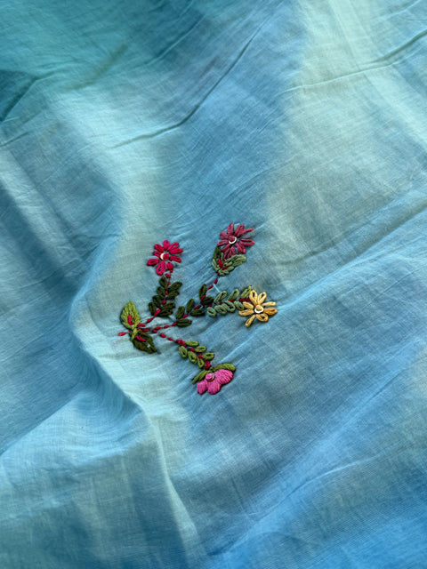 Hand emb 3D mul cotton saree
