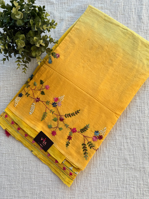 Hand emb 3D mul cotton saree