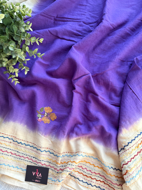 Hand emb 2D mul cotton saree