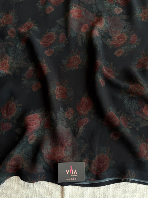 Floral printed georgette saree