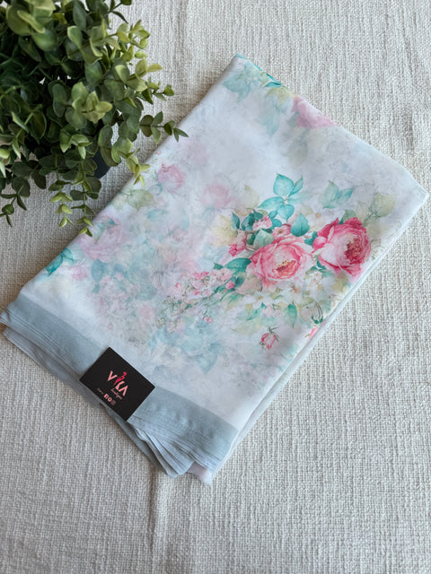 Floral printed georgette saree