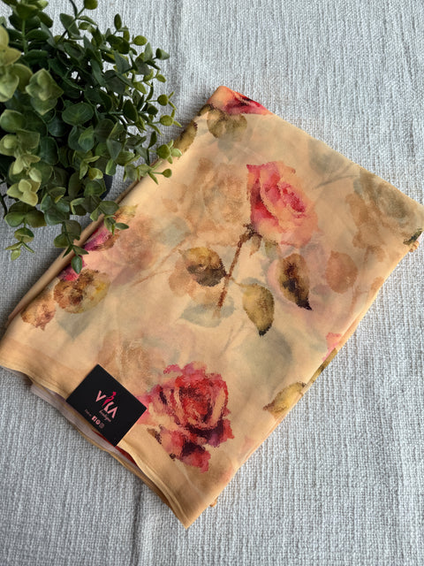 Floral printed georgette saree