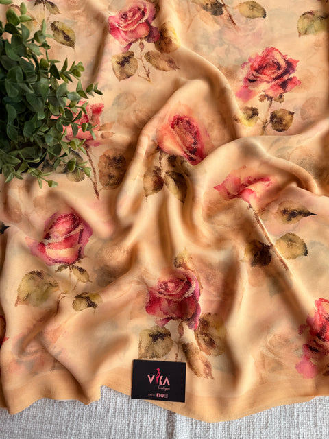 Floral printed georgette saree