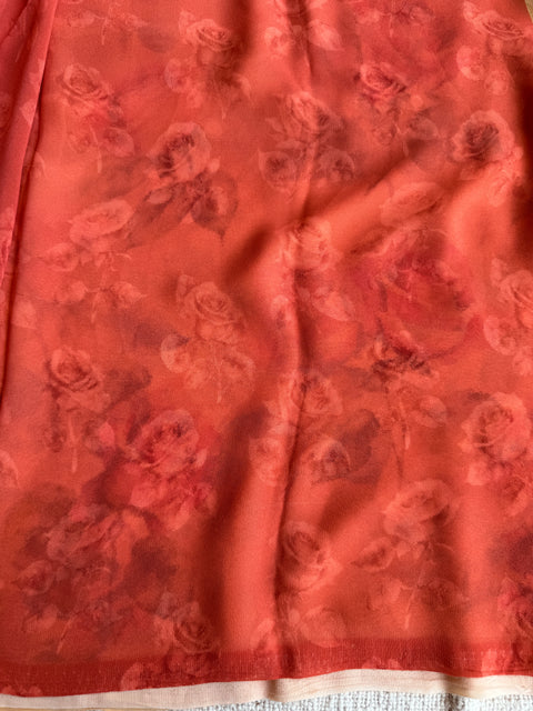 Floral printed georgette saree