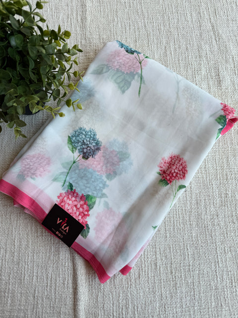 Floral printed georgette saree