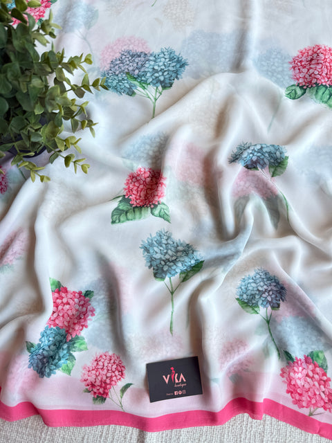 Floral printed georgette saree