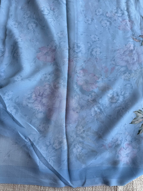 Floral printed georgette saree