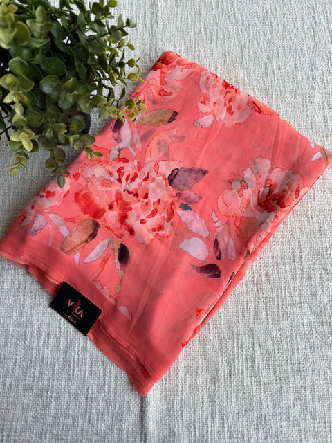 Floral printed georgette saree