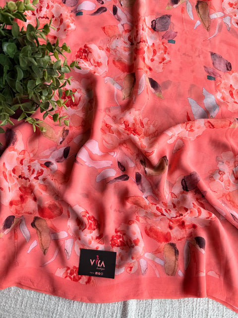 Floral printed georgette saree