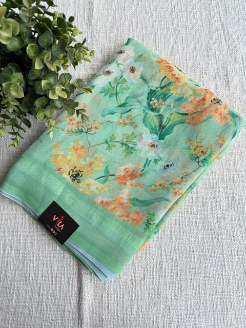 Floral printed georgette saree