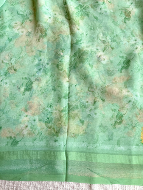 Floral printed georgette saree