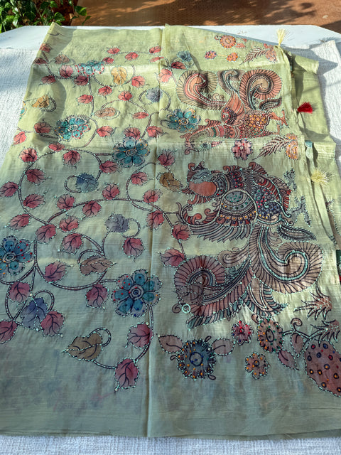 Hand Emb shimmer tissue saree