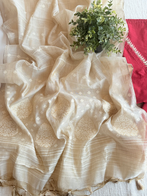 Silk cotton suit set with jamdani dupatta