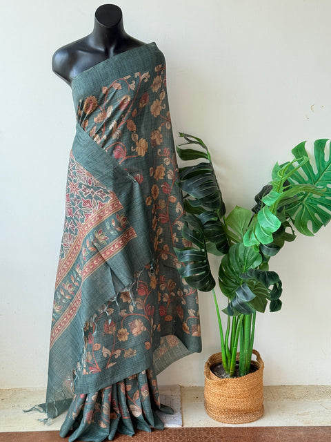 Printed art silk saree with blouse